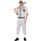 Fantasia Jogador de Beisebol Americano Masculino Adulto de Luxo Com Boné M 42 - 44