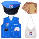 Fantasia Keymall Kids Mailman Mr. Postman com chapéu, colete e bolsa