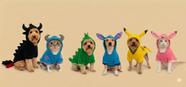 Fantasia Kigurumi Pet Inverno com Capuz Roupa Quente Cachorro Personagens Stitch Dino