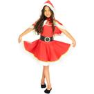 Fantasia Mamãe Noel Infantil de Luxo Com Capa e Capuz