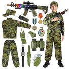 Fantasia Militar Infantil Metemot - Army com Brinquedos Militares para Meninos