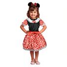 Fantasia Minnie Infantil Vermelha de Luxo Com Tiara de Orelhinha