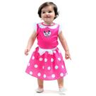 Fantasia Minnie Rosa Com Bolinha e Laço Original Disney Para Bebê