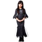 Fantasia Mortícia Addams Infantil Vestido Longo de Halloween