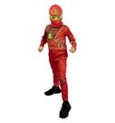 Fantasia Ninja Go Infantil Vermelho Longa Com Gorro
