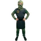 Fantasia Ninja Infantil Militar Camuflado Longo Com Capuz E Máscara