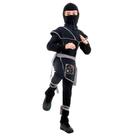 Fantasia Ninja Infantil Samurai Preto de Luxo Com Gorro