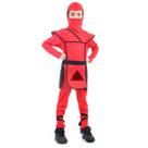 Fantasia Ninja Infantil Vermelho Samurai Dragão Guerreiro com Capuz e Faixas