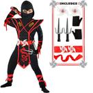 Fantasia ninja SATKULL de Halloween para crianças de luxo vermelha de 10 a 12 anos