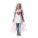 Fantasia Noiva Zumbi de Halloween Infantil Véu com Sangue