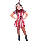 Fantasia Palhaca Halloween Adulta Feminina Terror Assassina de Luxo com Vestido e Chapeu