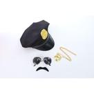 Fantasia para Adulto de Delegado com Quepe Óculos Cordão com Distintivo 40cm e Bigode 4 peças