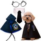 Fantasia para animais de estimação AYWVRBST Wizard Capa com óculos e gravata azul