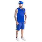 Fantasia Policial Adulto Masculina de Carnaval Roupa Curta Verão com Quepe