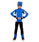 Fantasia Power Rangers Infantil Azul Longo Beast Morphers Com Máscara Fantasia Power Rangers Infantil Azul Longo Beast Morphers Com Máscara