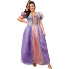 Fantasia Rapunzel Plus Size Vestido Princesa Adulta de Luxo Com Tiara GG 46 - 48