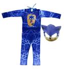 Fantasia Sonic Infantil Longa Com Máscara