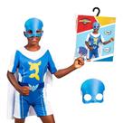 Fantasia Super Foca Azul Infantil Aventureiros Luccas Neto Com Máscara e Capa