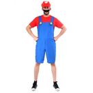Fantasia Super Mario Adulta Curta com Chapéu e Bigode