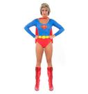 Fantasia Super Mulher Adulto Body Com Capa