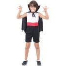 Fantasia Vampiro Infantil Curto com Capa e Dentadura - Halloween