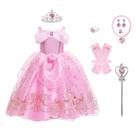 Fantasia: vestido rosa de princesa com acessórios para meninas 3T-11Y