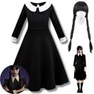Fantasia Vestido Wandinha Família Addams Infantil + Peruca