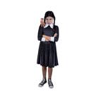 Fantasia Wandinha Clássica Tamanho P Poliéster Preto com detalhamento branco Ref.6651 Novabrink Fantasia Wandinha Clássica Tamanho P Poliéster Preto com detalhamento branco Ref.6651 Novabrink