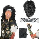 Fantasia Watt's Wigs 80s Rock Star Black Rock Star para homens