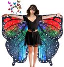 Fantasias femininas de dupla face D.Q.Z de asas de borboleta para adultos Vestidas do Festival de Fadas com bandana para festa de Halloween (Mystic Rainbow)
