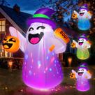 fantasma inflável de Halloween de 5 pés zukakii com luzes LED coloridas