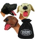 Fantoches de mão Schylling Dogs, kit com 3 unidades e bolsa para guardar