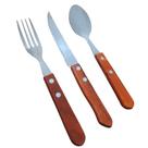 Faqueiro 18 Peças Aço Inox com Cabo de Madeira Wincy Saldão