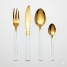Faqueiro 24 Peças Aço Inox Bicolor Dourado e Branco