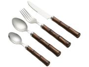 Faqueiro 24 Peças Aco Inox Com Cabo Plastico Bambu Marrom 6409 Lyor