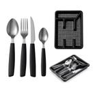 Faqueiro 24 Peças com Suporte Gaveteiro organizador de Talheres Baviera Preto MEK Faqueiro 24 Peças com Suporte Gaveteiro organizador de Talheres Baviera Preto MEK