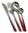 Faqueiro 24 Peças Slim Bicolor Aço Inox Vermelho Gradiente