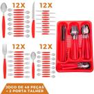 Faqueiro 48 Pçs Aço Inox C/ 2 Porta Talheres Berlim Vermelho