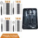 Faqueiro 72 Pçs Aço Inox C/ 3 Porta Talheres Berlim Preto