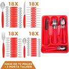 Faqueiro 72 Pçs Aço Inox C/ 3 Porta Talheres Berlim Vermelho