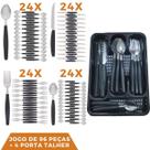 Faqueiro 96 Pçs Aço Inox C/ 4 Porta Talheres Berlim Preto