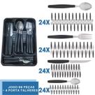 Faqueiro 96 Pçs C/ 4 Porta Talheres Preto Aço Inox Berlim Faqueiro 96 Pçs C/ 4 Porta Talheres Preto Aço Inox Berlim
