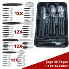 Faqueiro Aço Inox 48 Pçs C/ 2 Porta Talheres Berlim Preto