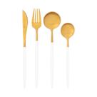 Faqueiro Aço Inox Dourado e Branco 16 Peças Catarina Garbo