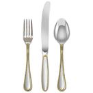 Faqueiro Croisé 130 Peças Aço Inox 18/10 3,5mm Friso Ouro Fracalanza