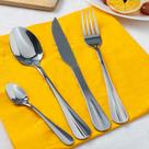 Faqueiro de inox 24 peças com talheres faca garfo colher de mesa e sobremesa prata - jogo talher Faqueiro de inox 24 peças com talheres faca garfo colher de mesa e sobremesa prata - jogo talher