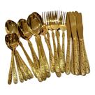 Faqueiro de Luxo Talheres dourado cabo desenhado 24pc
