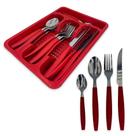 Faqueiro em Aço Inox com Gaveteiro Kit de Talheres Vermelho: Qualidade e Praticidade Faqueiro em Aço Inox com Gaveteiro Kit de Talheres Vermelho: Qualidade e Praticidade