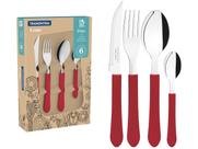 Faqueiro Inox 24Pc Leme Vermelho Tramontina