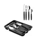 Faqueiro Inox Jogo De Talheres Porta Talheres Com 25 Peças Cor Preto